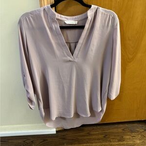 Lush Soft Lavender V-Neck Blouse